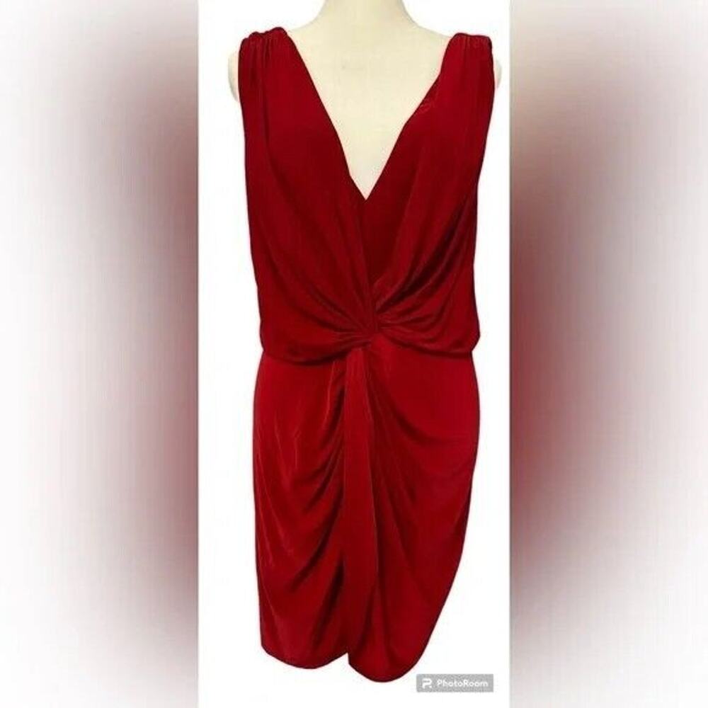 1112 NWT MISA LA Womens Leza Knot Front Rouched Drape Hi-low Dress Red XS
